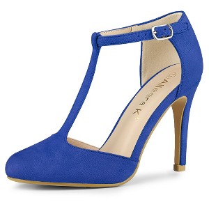 Allegra K Women's Rounded Toe Stiletto High Heel T-Strap Dress Pumps - 1 of 4