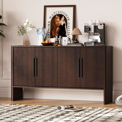 NicBex Retro Buffet Cabinet with Large Storage Entryway Console Table Kitchen Cabinet with Glass Sliding Door for Dining Room, Hallway