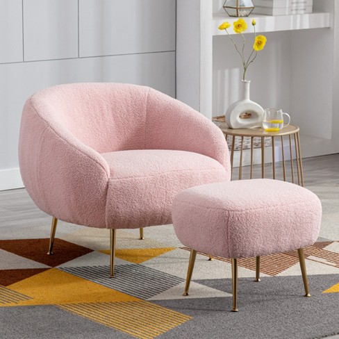 Swivel armchair in velvet (pink), Ethnicraft