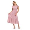 August Sky Women's Smocked Ruffle Sleeve Tiered Midi Dress - 4 of 4