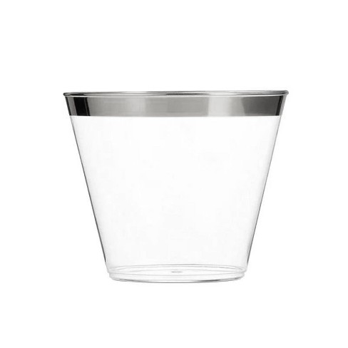Smarty Had A Party 9 oz. Clear with Metallic Silver Rim Round Disposable Plastic Cups (240 Cups) - image 1 of 2