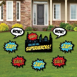Big Dot of Happiness Bam Superhero - Yard Sign and Outdoor Lawn Decorations - Baby Shower or Birthday Party Yard Signs - Set of 8 - 1 of 4