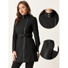 INSPIRE CHIC Women's Classic Stand Collar Zip Up Trench Coats with Belt - 2 of 4
