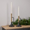 Metal Trumpet Taper Candle Holder (Set of 2) – 9.25"H & 12"H – Black & Gold – By Melrose - 2 of 4