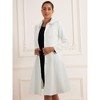 Allegra K Women's Contrast Trim Peter Pan Collar Single Breasted Belted Swing Winter Long Coat - 2 of 4