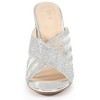 BLISSFUL STEP Women's Glitter Chunky Heel Open Toe Slide Sandals - 2 of 4