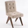 YOUNIKE Modern Upholstered Chair Dining Room Armless Kitchen Chairs Set of 4 Linen Fabric Chair Vanity with 4.7" Thick Cushion Wood V-Leg - 2 of 4