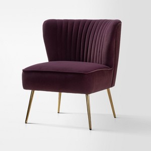 Quentin Velvet Accent Side Chair with Golden Metal Base | Karat Home - 1 of 4