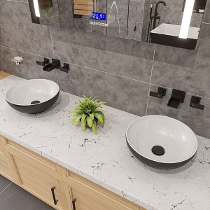 ALFI ABC906 Black & White 15Inch Round Vessel Above Mount Ceramic Sink - 1 of 4