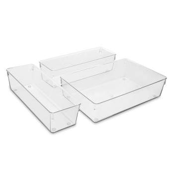 Sorbus Clear Drawer Organizer 3 Piece Set - high-quality durable - organize the office, kitchen, bathroom, and more - BPA-free