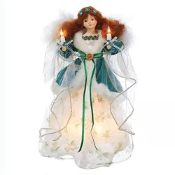 Tree Topper Finial 11.75" Irish Angel Tree Topper. Shamrocks Lighted Electric  -  Tree Toppers