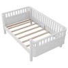 Ridstar 78.7 in. W Children's Twin-Size Wooden Platform Bed with Guardrails-White - 4 of 4