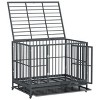 Heavy Duty Dog Crate for Large Dogs,Escape-Proof Metal Dog Cage with Wheels and Tray,Indoor Kennel-LAOTIES - 4 of 4