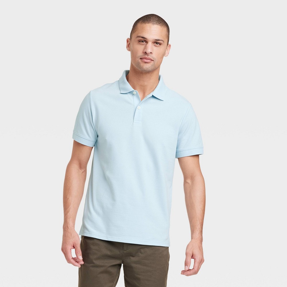 Men's Every Wear Polo Shirt - Goodfellow & Co™ Soft Blue L: Midweight, Standard Fit