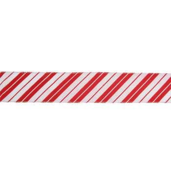 Northlight Red and White Striped Christmas Wired Craft Ribbon 2.5" x 16 Yards