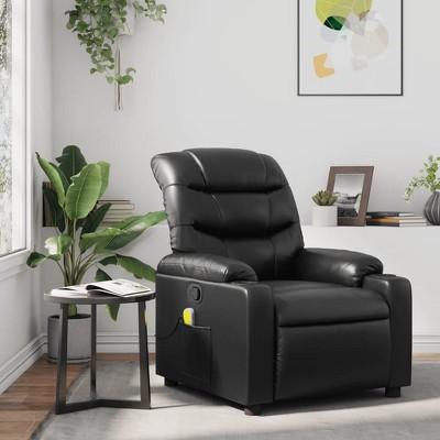 VidaXL Massage Recliner Chair Black Faux Leather