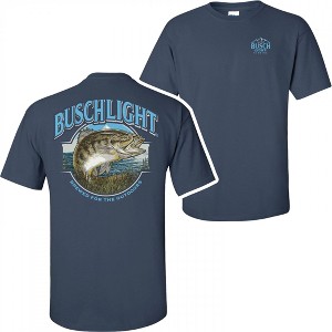 Mens Busch Light Out Fishing Navy Colorway Front and Back Print T-Shirt - 1 of 4