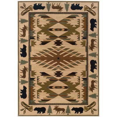 Oriental Weavers Hudson 1072A Ivory/ Green Indoor Area Rug - 1'10" x 3'3"