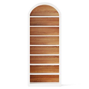 Resenkos Bookshelf, Bookcase Standing Shelf Unts,78.7" Bookshelf, Wooden Arched Bookcase Display Shelving Unit,White - 1 of 4