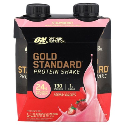 Optimum Nutrition Gold Standard® Protein Shake, Strawberry, 4 Cartons, 11 fl oz (325 ml) Each