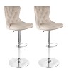 Khaki velvet bar stool set of two, swivel bar height stool, adjustable bar chair - 2 of 4