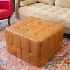 Aukfa Square leather - footstool and decorative stool, suitable for living rooms, bedrooms, and dining rooms£¬Brown - 4 of 4