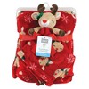 Hudson Baby Infant Girls Plush Blanket with Security Blanket, Girl Holiday Reindeer, One Size - 2 of 4