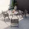 Costway Patio Folding Dining Chairs Set of 4 with Cozy Seat Fabric & Heavy-Duty Metal Frame Grey - 4 of 4