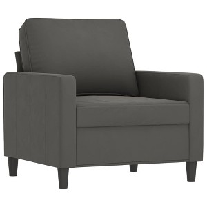 vidaXL Plush Velvet Sofa Chair - Single Seater Armchair Lounge Seat in Dark Gray for Living Room, Lounge Area, Bedroom - 1 of 4