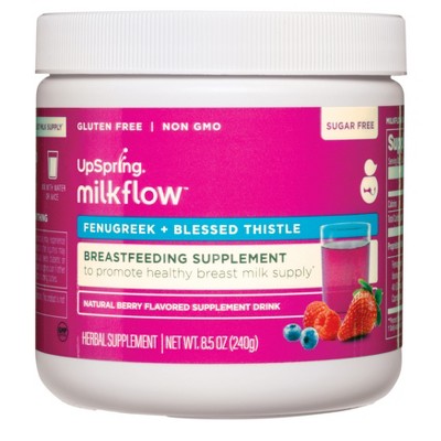 Upspring Milkflow Fenugreek + Blessed Thistle Sugar-Free Berry Drink Mix Lactation Supplement - 24 Servings - 8.5oz