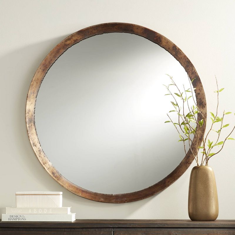 Uttermost Tortin Round Vanity Decorative Wall Mirror Rustic Hammered Jagged Metal Frame 34" Wide for Bathroom Bedroom Living Room Office Home Entryway, 2 of 6