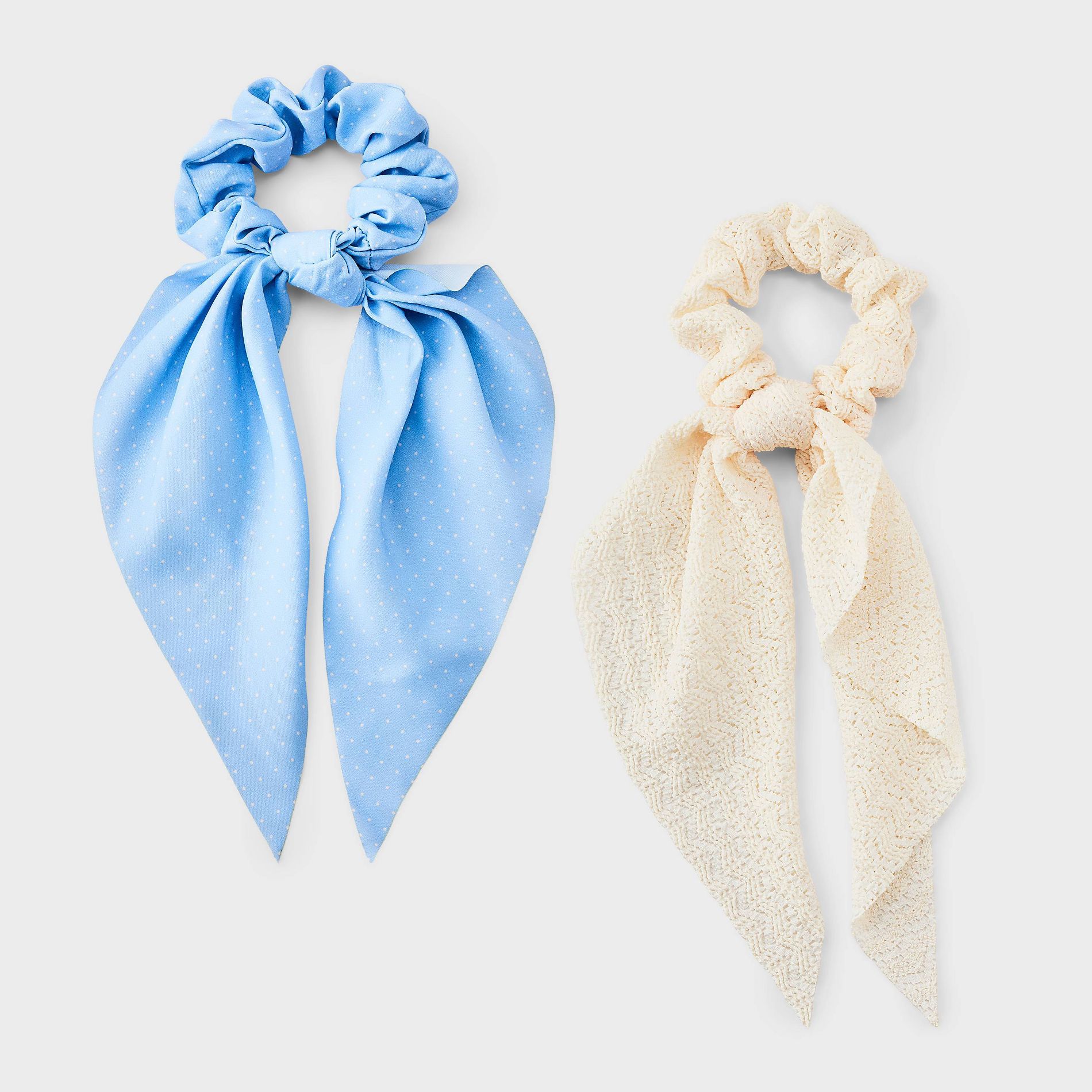 Girls' Textured Print Hair Twisters with Tails 2pc - art class™ Cream/Blue