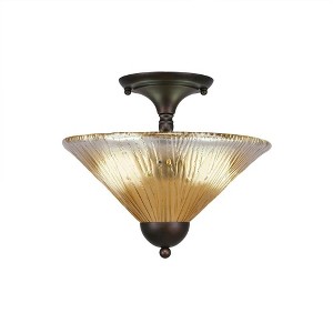 Toltec Lighting Any 2 - Light Flush Mount in  Bronze with 12" Amber Crystal Shade - 1 of 1