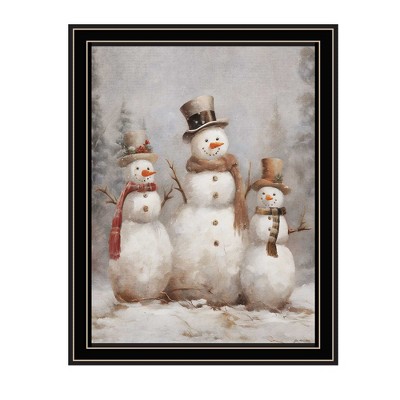HomeRoots Snowman Trio Black Framed Wall Art