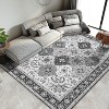 8'x10' Washable Boho Vintage Floral Rug, Non-Slip Backing, Low Pile, Foldable, Stain Resistant, Bedroom, Living Room, Guest Room, Office, Grey - 3 of 4