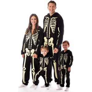 #followme Glow In The Dark Skeleton Adult Bodysuit Pajamas - 1 of 3