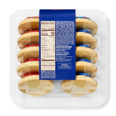 Patriotic Red, White & Blue Frosted Sugar Cookies - 13.5oz/10ct - Favorite Day™