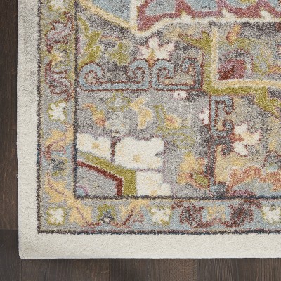 Ivory/Multi 9' x 12' Hand-knotted Synthetic Area Rug