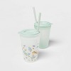 18pc Plastic Kids' Drinkware Set Coral/Green - Pillowfort™