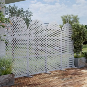 Dovelina Metal Outdoor Privacy Screen Arched Top Freestanding Patio Decorative Screens（Set of 2) - 1 of 4
