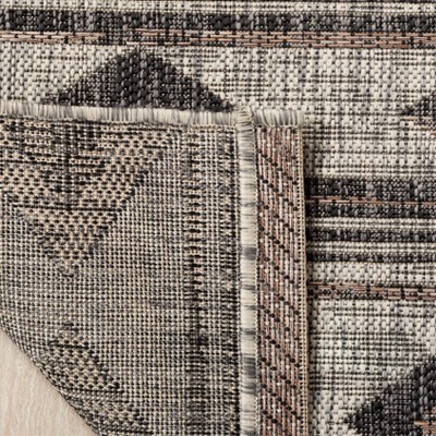 Grey/Black Rectangular Synthetic Flat Woven Area Rug