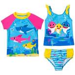Pinkfong Baby Shark Baby Girls Rash Guard Tankini Top and Bikini Bottom 3 Piece Swimsuit Set Infant