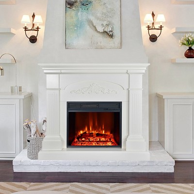 Barton Living 44 Wide Crawford Large Electric Fireplace - 1500w Insert  Fireplace White : Target
