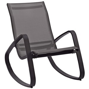 Modway Traveler Rocking Outdoor Patio Mesh Sling Lounge Chair Black Black - 1 of 4