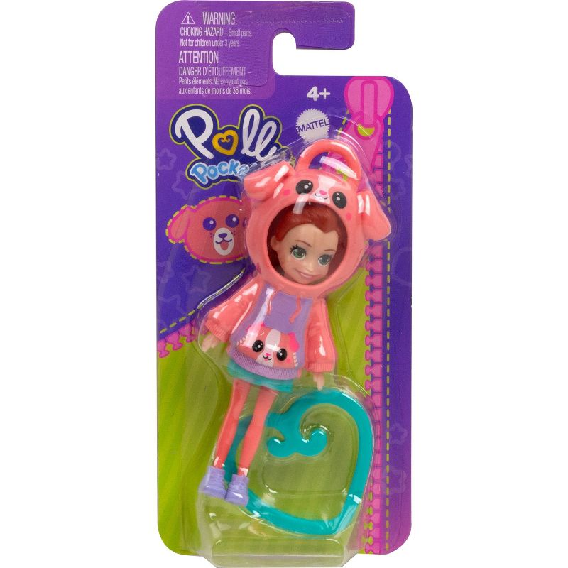 Polly Pocket Friend Clips Lila Doll with Puppy Hoodie and Teal Heart-Shaped Clip, 5 of 6