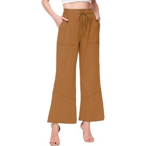 Anna-Kaci Women's High Waist Drawstring Long Pants Relaxed Loose Pants with Pockets - 1 of 4