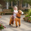 Qaba Ride on Horse for Kids 3-5 Years, 29.5 Inch Height Plush Riding Pony, Walking Horse Animal with Rolling Wheels for Active Play, Dark Brown - 3 of 4