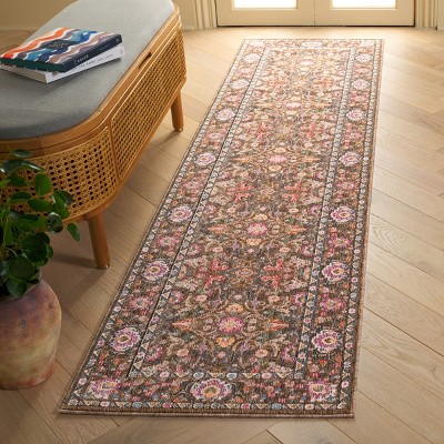 Elegant Crimson Hand-Knotted Brown/Blue Area Rug - 2'2" x 4'