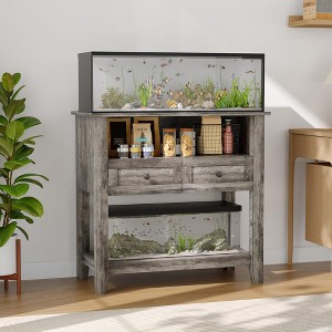 20-29 Gallon Aquarium Stand, Wooden Fish Tank Stand with 2 Drawers, Entryway Consoles Table, Large Turtle Tank Stand for Reptile Terrarium - 1 of 4