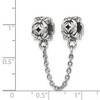 Black Bow Jewelry Sterling Silver Security Chain w Floral Bead Charms - 2 of 3
